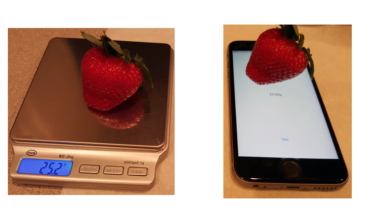 Weighing strawberries with iPhones
